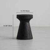 Traditional Japanese Wabi-Sabi Wood End Table with Geometric Design - Living Room Accent