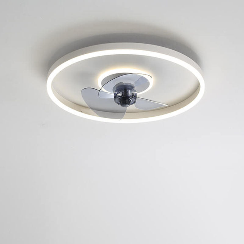 Nordic Minimalist Round Hidden-LED Flush-Mount Ceiling Fan Light