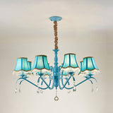 Elegant Modern Cone Iron Crystal Fabric Chandelier – 5/6/8-Light Options