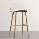 Sleek Modern Minimalist Rectangular Carbon Steel Bar Stool with Plastic Backrest for Dining Room