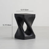 Traditional Japanese Wabi-Sabi Wood End Table with Geometric Design - Living Room Accent