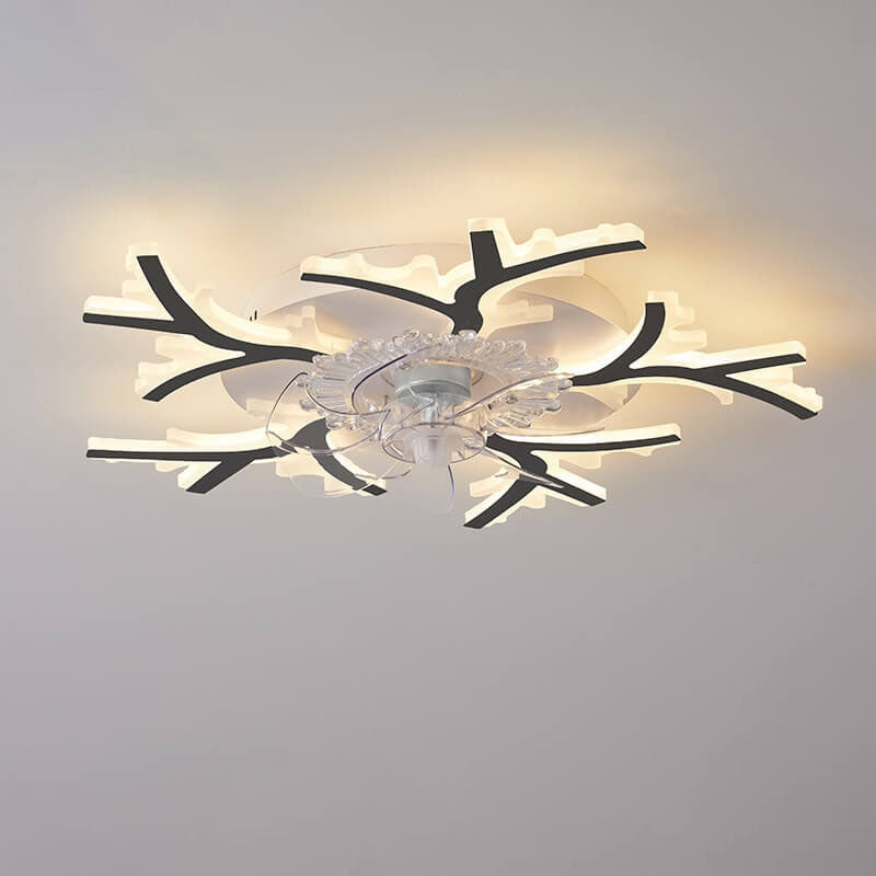 Scandinavian Modern Star Line LED Flush-Mount Ceiling Fan Light with Iron & Acrylic Finish