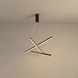 Nordic Luxury LED Chandelier in Iron & Aluminum with Geometric Line Design