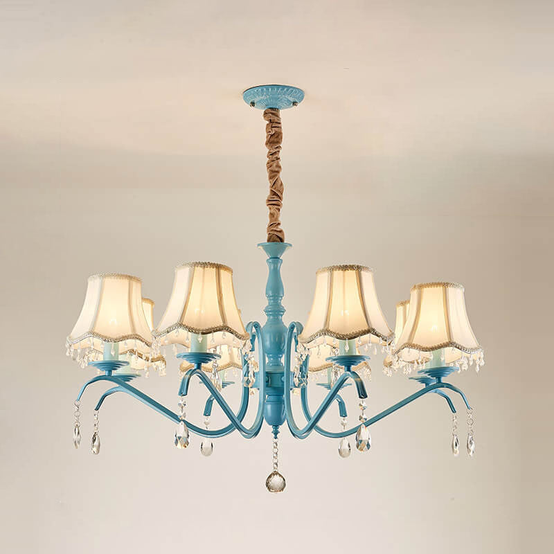 Elegant Modern Cone Iron Crystal Fabric Chandelier – 5/6/8-Light Options