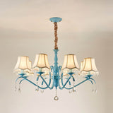 Elegant Modern Cone Iron Crystal Fabric Chandelier – 5/6/8-Light Options