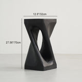 Traditional Japanese Wabi-Sabi Wood End Table with Geometric Design - Living Room Accent