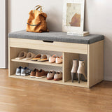 Modern Minimalist 3-Tier Shoe Storage Rack — Rectangular Design, Fabric & PU Leather Upholstery with Wood Frame for Entryways
