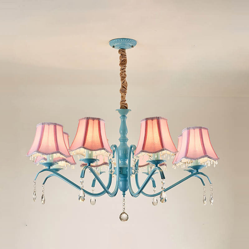 Elegant Modern Cone Iron Crystal Fabric Chandelier – 5/6/8-Light Options