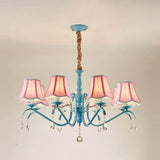 Elegant Modern Cone Iron Crystal Fabric Chandelier – 5/6/8-Light Options