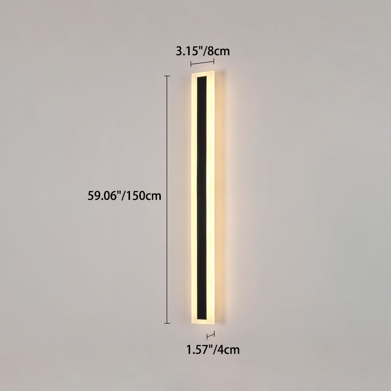 Modern Minimalist Long Rectangular LED Wall Sconce in Aluminum and Acrylic – Outdoor Garden Lighting