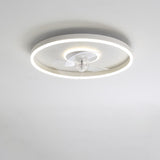 Nordic Minimalist Round Hidden-LED Flush-Mount Ceiling Fan Light