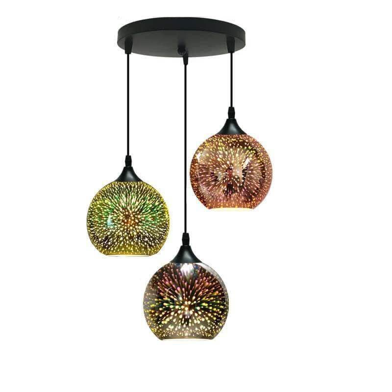 Modern Creative 3D Colorful Fireworks Glass Dome Island Light Chandelier - 2/3-Light