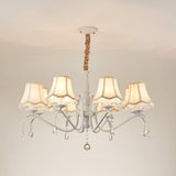Elegant Modern Cone Iron Crystal Fabric Chandelier – 5/6/8-Light Options