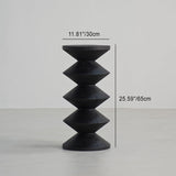Traditional Japanese Wabi-Sabi Wood End Table with Geometric Design - Living Room Accent