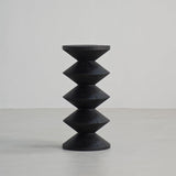 Traditional Japanese Wabi-Sabi Wood End Table with Geometric Design - Living Room Accent