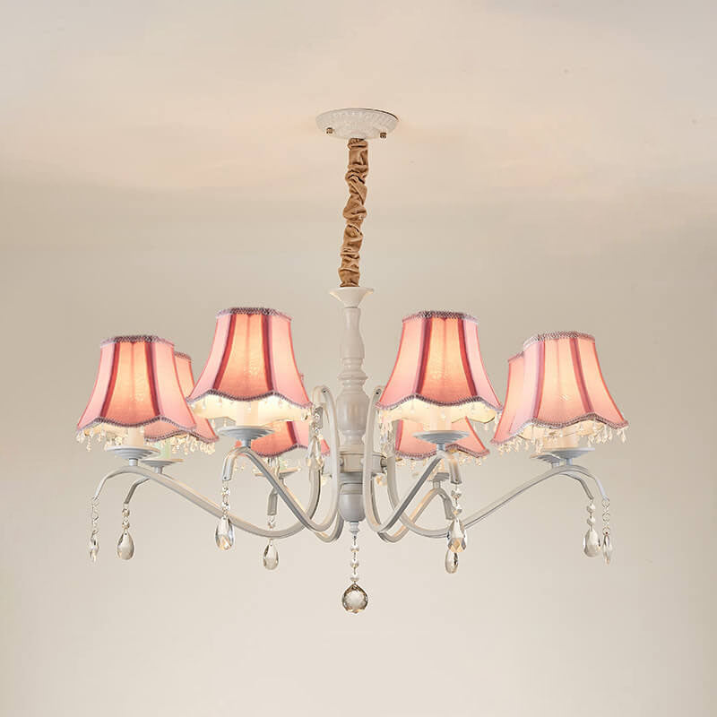 Elegant Modern Cone Iron Crystal Fabric Chandelier – 5/6/8-Light Options