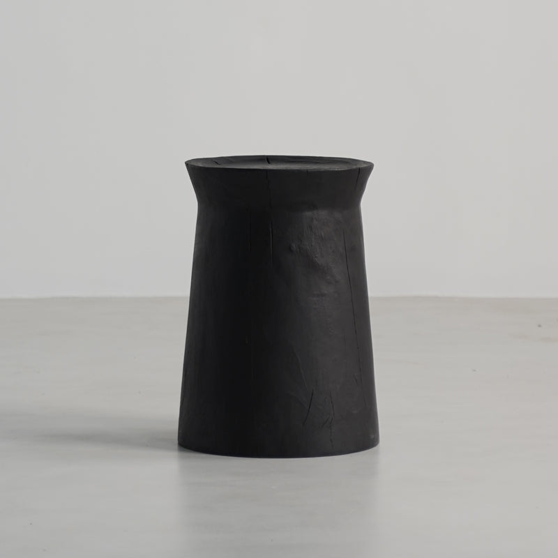 Traditional Japanese Wabi-Sabi Wood End Table with Geometric Design - Living Room Accent