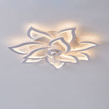 Scandinavian Modern Luxury Flower LED Flush Mount Ceiling Fan Light (Iron & Acrylic)