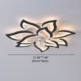 Scandinavian Modern Luxury Flower LED Flush Mount Ceiling Fan Light (Iron & Acrylic)