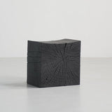 Traditional Japanese Wabi-Sabi Wood End Table with Geometric Design - Living Room Accent
