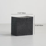 Traditional Japanese Wabi-Sabi Wood End Table with Geometric Design - Living Room Accent