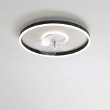 Nordic Minimalist Round Hidden-LED Flush-Mount Ceiling Fan Light