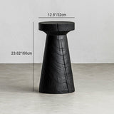 Traditional Japanese Wabi-Sabi Wood End Table with Geometric Design - Living Room Accent
