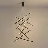 Nordic Luxury LED Chandelier in Iron & Aluminum with Geometric Line Design