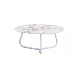 Contemporary Boho Waterproof Woven Rattan Rope Outdoor Coffee Table & Chair Set with Aluminum Alloy Slab – Round and Elliptical Patio Furniture