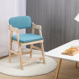 Modern Minimalist Adjustable Kids Chair in Solid Pine Wood with Cotton-Linen Upholstery and Foam Cushion for Bedroom