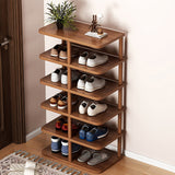 Sleek Modern Minimalist Shoe Storage Rack — Rectangular Cylinder Design, PVC & Wood, 6- or 7-Tier, for Entryways