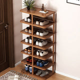 Sleek Modern Minimalist Shoe Storage Rack — Rectangular Cylinder Design, PVC & Wood, 6- or 7-Tier, for Entryways