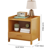 Traditional Japanese-Style Square Bamboo MDF Nightstand with 1/3 Drawer for Bedroom