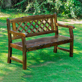 Contemporary Retro Fir Rectangular Outdoor Coffee Table & Chair Set with Lattice Design for Patio