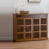 Traditional Rustic Rectangular Bamboo MDF Shoe Storage Cabinet – 2-Cabinet Entryway Organizer