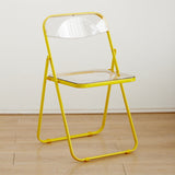 Modern Minimalist Rectangular PVC Iron Dining Chair Backrest Armless For Dining Room