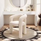 Modern Curved Velvet Vanity Stool with Iron Frame - Armless Design for Bedroom