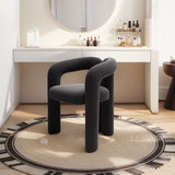 Modern Curved Velvet Vanity Stool with Iron Frame - Armless Design for Bedroom