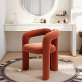 Modern Curved Velvet Vanity Stool with Iron Frame - Armless Design for Bedroom