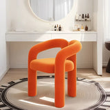Modern Curved Velvet Vanity Stool with Iron Frame - Armless Design for Bedroom
