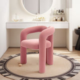 Modern Curved Velvet Vanity Stool with Iron Frame - Armless Design for Bedroom