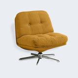 Modern Minimalist Rectangular Corduroy Accent Chair with Steel Frame and Backrest — Armless for Living Room