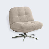 Modern Minimalist Rectangular Corduroy Accent Chair with Steel Frame and Backrest — Armless for Living Room