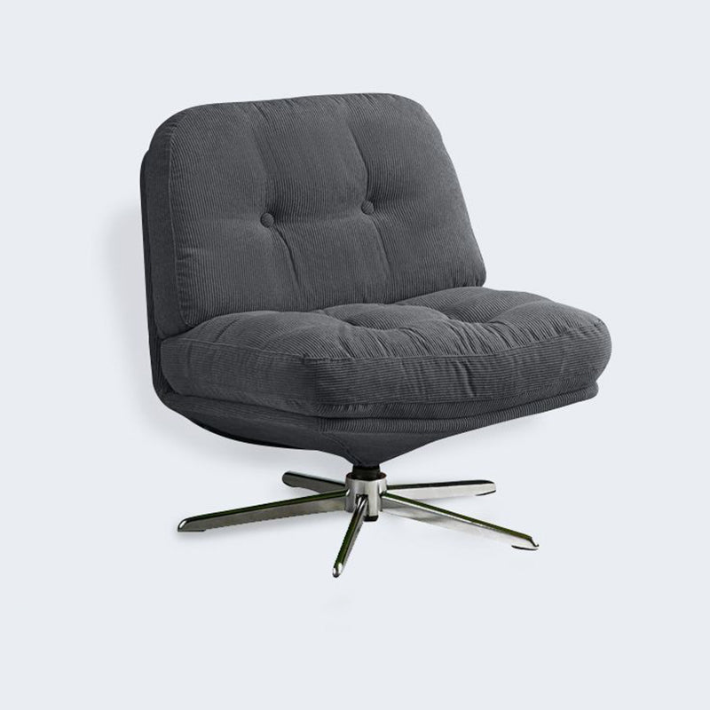 Modern Minimalist Rectangular Corduroy Accent Chair with Steel Frame and Backrest — Armless for Living Room