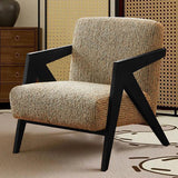 Traditional French-Style Rectangular Accent Chair in Cotton-Linen Fabric with Solid Wood Frame, Backrest and Armrests for Living Room