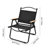 Modern Minimalist Outdoor Folding Chair — Carbon Steel Frame, Square Fabric Seat, Beech Wood Backrest and Armrests
