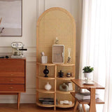 Traditional Chinese Rectangular Room Divider in Rubberwood Solid Wood with Plastic Panels and Storage Shelf – 2- or 4-Tier, for Living Room