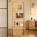 Traditional Chinese-Style Rubberwood Solid Wood Room Divider with PE Rattan Accents and 3-Tier Storage Shelf for Living Room