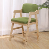 Modern Minimalist Adjustable Kids Chair in Solid Pine Wood with Cotton-Linen Upholstery and Foam Cushion for Bedroom