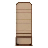 Traditional Chinese-Style Rubberwood Solid Wood Room Divider with PE Rattan Accents and 3-Tier Storage Shelf for Living Room